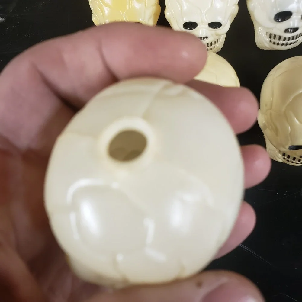 Vintage Halloween Skull Blow Mold Mini Light Covers Plastic Cream Black Lot of 9
